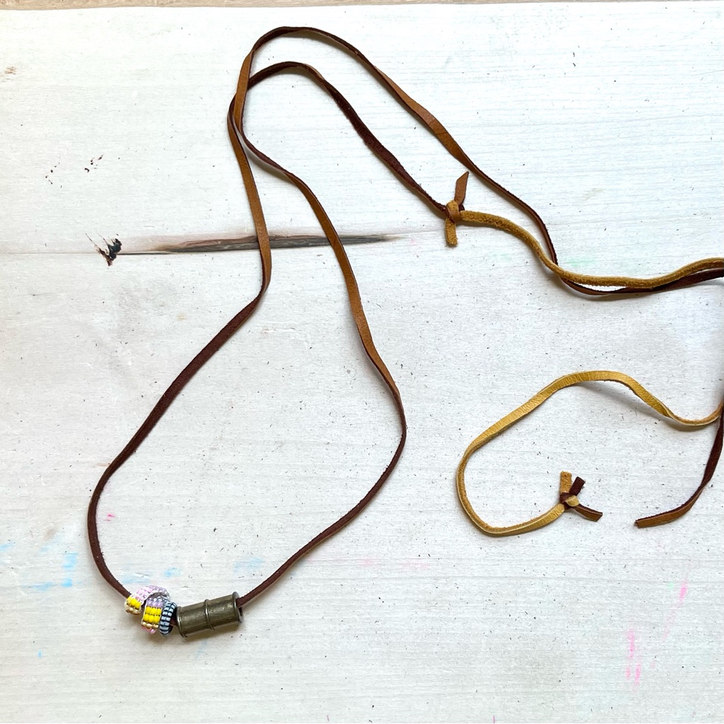 Handmade Necklace | Dithyrambic One Of A Kind Leather Vintage Bead Necklace